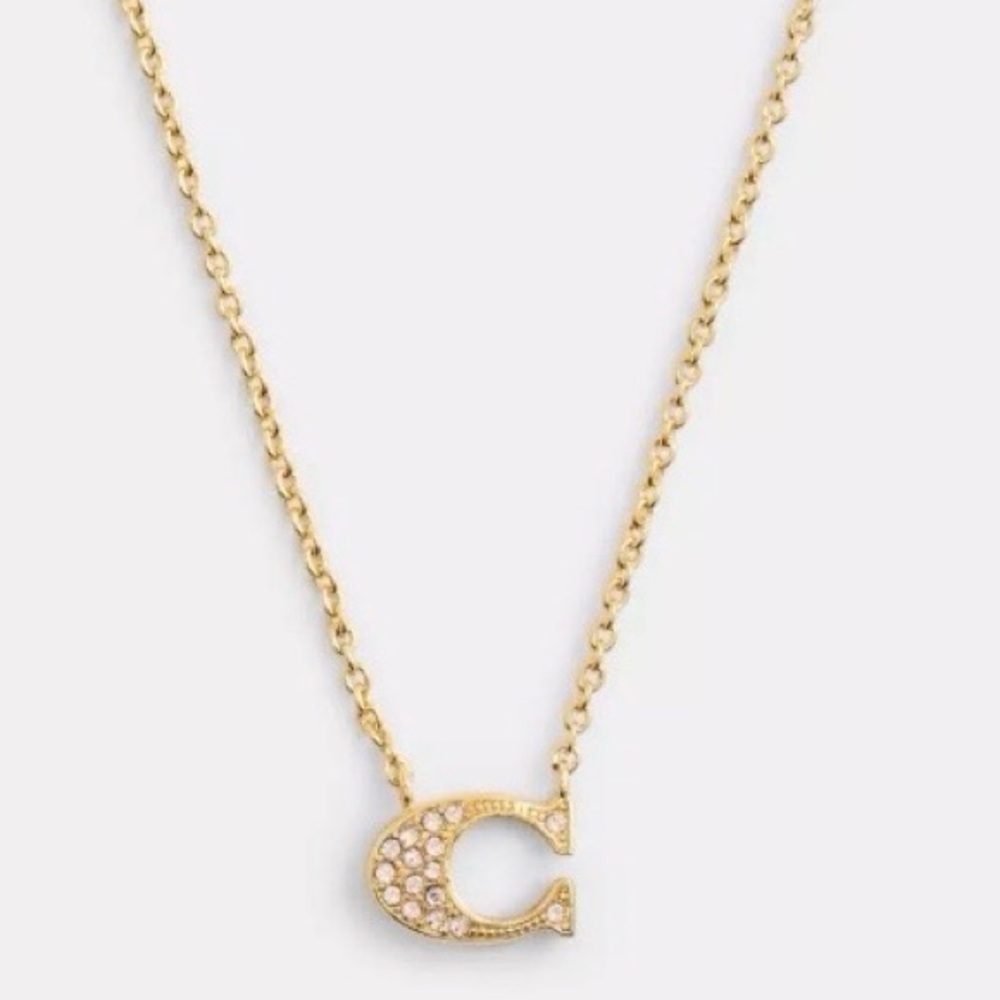 COACH Pavé Signature Necklace in Gold